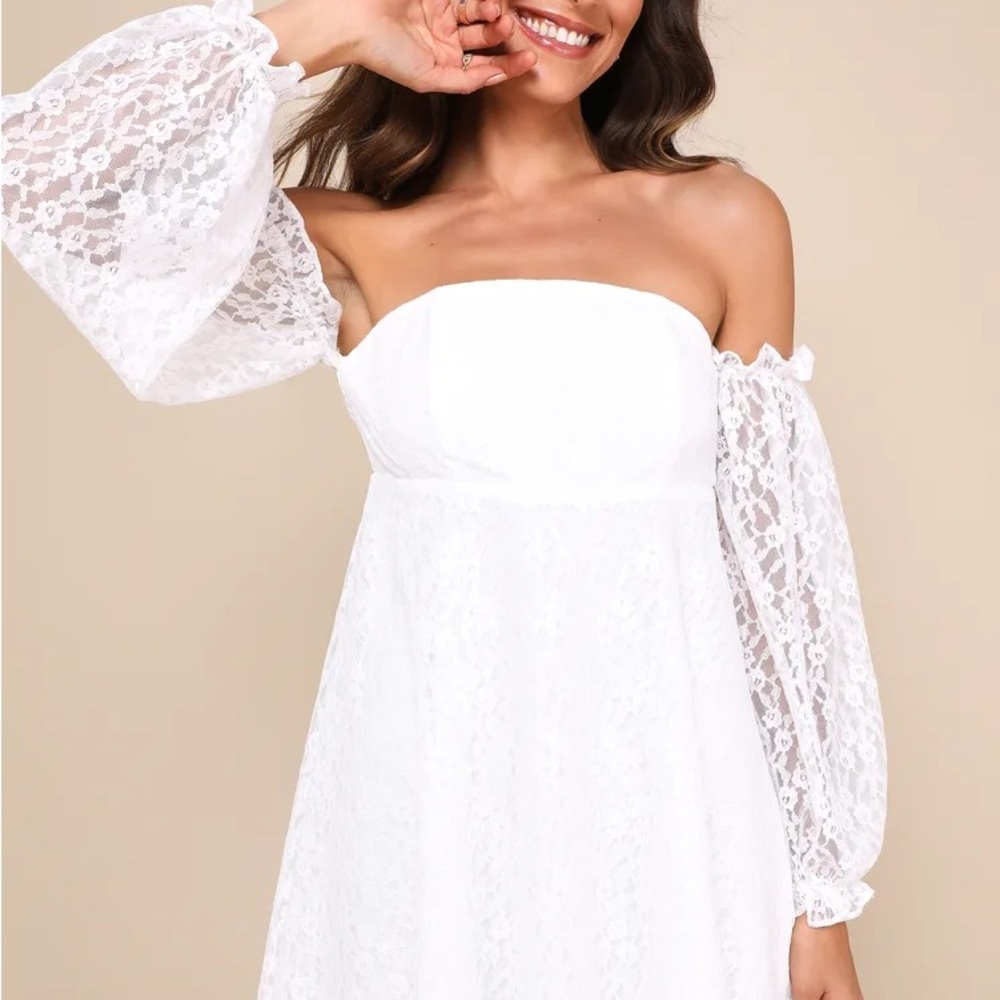 Elegant White Off-Shoulder Lace Dress